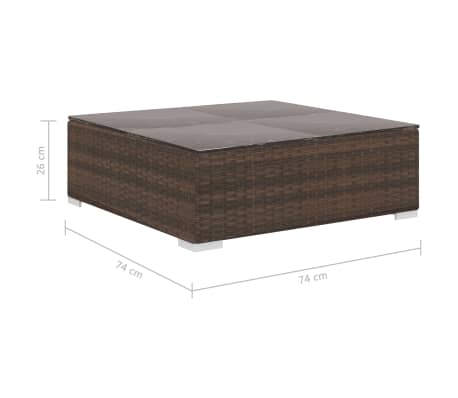 Salon de jardin d'angle en résine tressée marron avec coussins crème