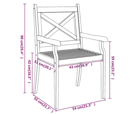 Table et chaises de jardin en acacia massif 4 places – Table ronde 110 cm