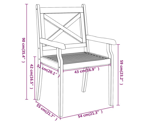 Table et chaises de jardin en acacia massif 4 places – Table ronde 110 cm