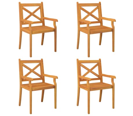 Table et chaises de jardin en acacia massif 4 places – Table ronde 110 cm