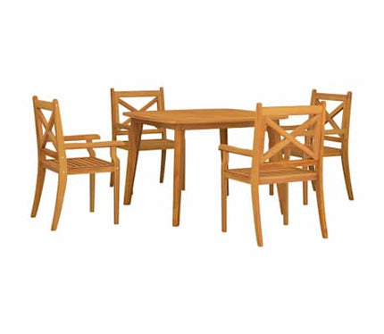 Table carréeee et 4 chaises avec accoudoirs de jardin en acacia massif