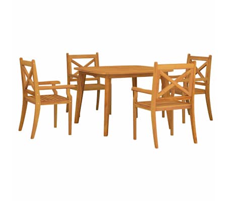 Table carréeee et 4 chaises avec accoudoirs de jardin en acacia massif
