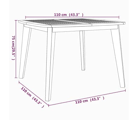 Table carréeee et 4 chaises avec accoudoirs de jardin en acacia massif