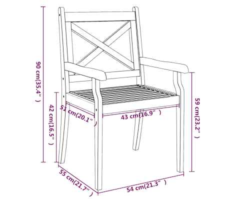 Table carréeee et 4 chaises avec accoudoirs de jardin en acacia massif