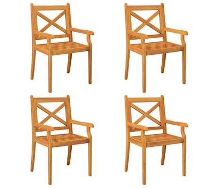 Table carréeee et 4 chaises avec accoudoirs de jardin en acacia massif