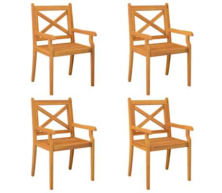 Table carréeee et 4 chaises avec accoudoirs de jardin en acacia massif