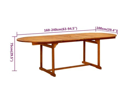 Table extensible 160 à 240 cm et 8 chaises multipositions en bois d'acacia massif