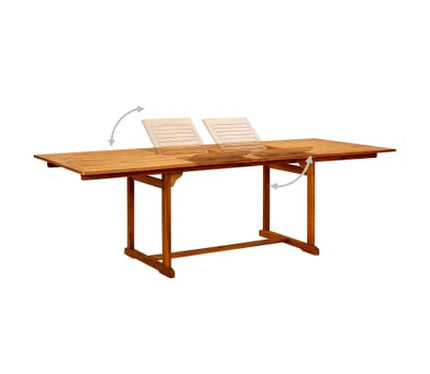 Table extensible 160 à 240 cm et 6 chaises avec accoudoirs multipositions en bois d'acacia massif