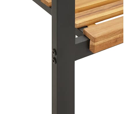 Table de jardin 140 cm et 4 chaises avec accoudoirs en bois d'acacia massif et acier noire