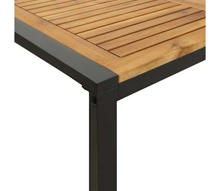 Table de jardin 140 cm et 4 chaises avec accoudoirs en bois d'acacia massif et acier noire