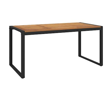 Table de jardin 160 cm et 4 chaises avec accoudoirs en bois d'acacia massif et acier noire