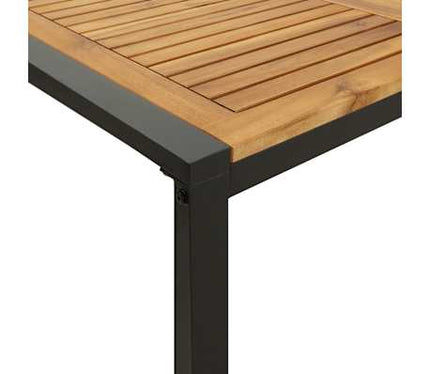 Table de jardin 160 cm et 4 chaises avec accoudoirs en bois d'acacia massif et acier noire
