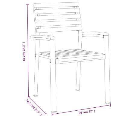 Table de jardin 160 cm et 4 chaises avec accoudoirs en bois d'acacia massif et acier noire