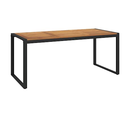 Table de jardin 180 cm et 4 chaises avec accoudoirs en bois d'acacia massif et acier noire