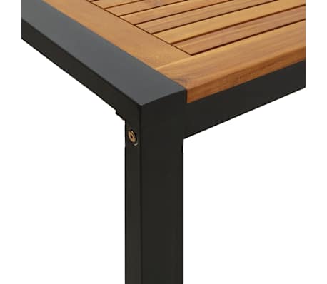 Table de jardin 180 cm et 4 chaises avec accoudoirs en bois d'acacia massif et acier noire