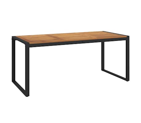 Table de jardin 180 cm et 6 chaises avec accoudoirs en bois d'acacia massif et acier noire