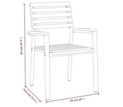 Table de jardin 180 cm et 6 chaises avec accoudoirs en bois d'acacia massif et acier noire