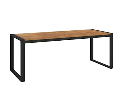 Table de jardin 200 cm et 6 chaises avec accoudoirs en bois d'acacia massif et acier noire