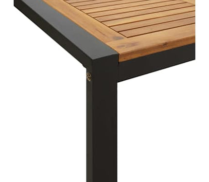Table de jardin 200 cm et 6 chaises avec accoudoirs en bois d'acacia massif et acier noire