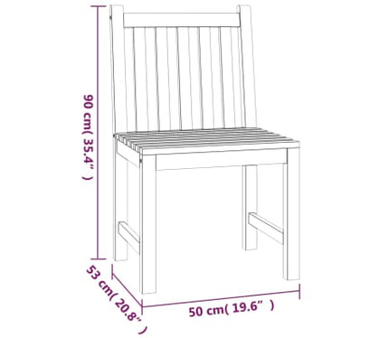 Table et chaises de jardin 4 places en teck massif 110 x 110 cm