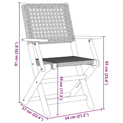 Table et chaises de jardin pliantes 2 places en résine tressée beige et acacia massif