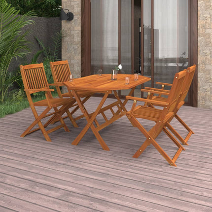 Table et chaises de jardin 4 places en bois d'acacia massif
