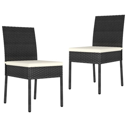 Lot de 2 chaises à manger de jardin en résine tressée noire coussins crème