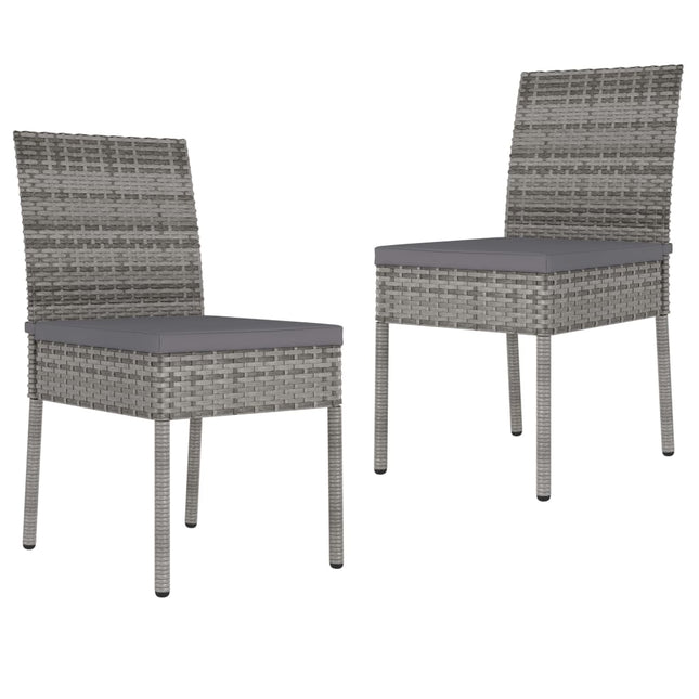 Lot de 2 chaises de jardin en résine tressée grise coussins gris