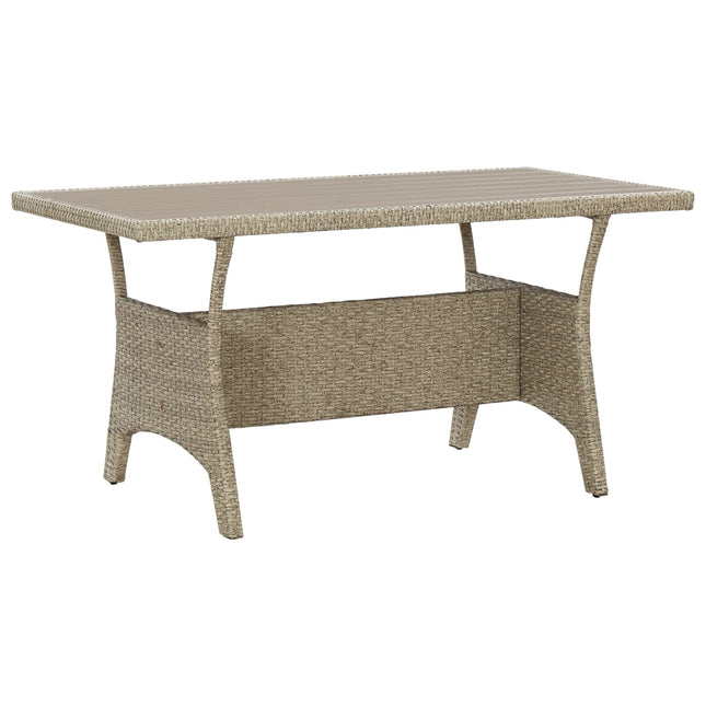 Table de jardin rectangulaire résine tressée beige 120 x 70 cm