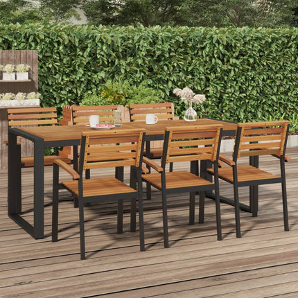 Table de jardin 200 x 90 cm en acacia massif et métal