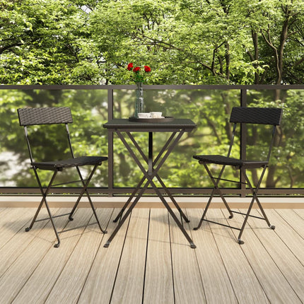 Lot de 2 chaises de jardin pliantes en résine tressée noire et acier
