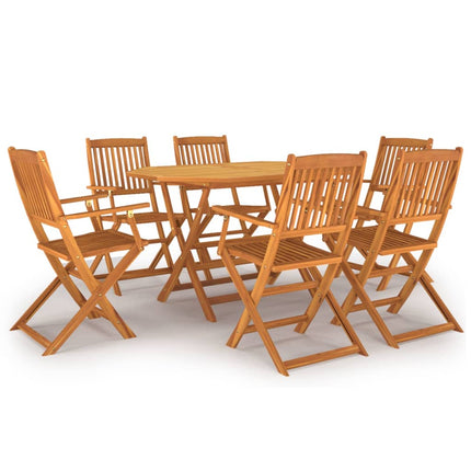 Table et chaises pliantes de jardin 6 places en bois d'acacia massif