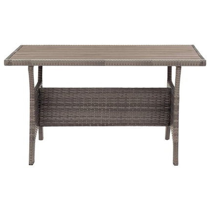 Table de jardin rectangulaire en résine tressée grise 120 x 70 cm