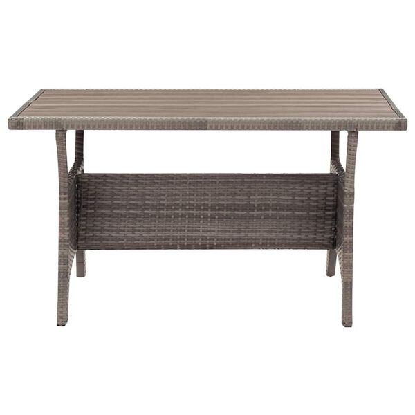 Table de jardin rectangulaire en résine tressée grise 120 x 70 cm