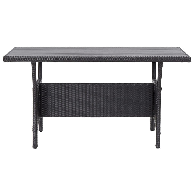 Table de jardin rectangulaire en résine tressée noire 120 x 70 cm