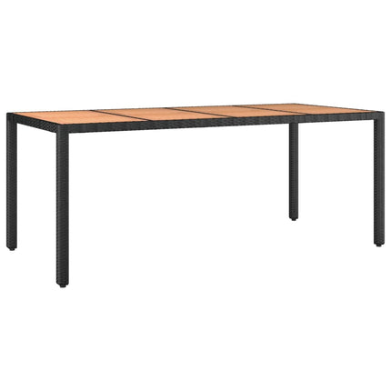 Table de jardin 190 x 90 cm en bois d'acacia massif et résine tressée noire