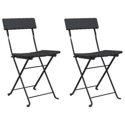 Lot de 2 chaises de jardin pliantes en résine tressée noire et acier