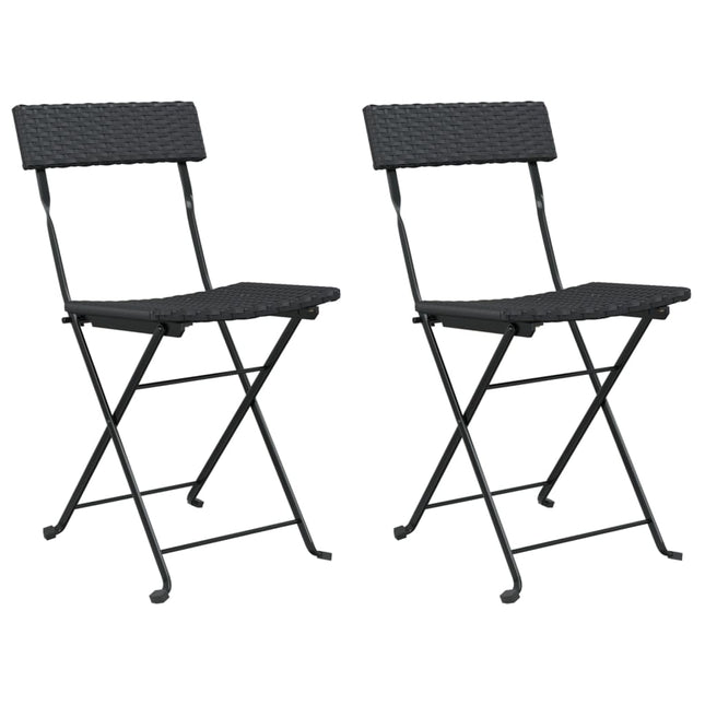 Lot de 2 chaises de jardin pliantes en résine tressée noire et acier