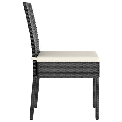 Lot de 2 chaises à manger de jardin en résine tressée noire coussins crème