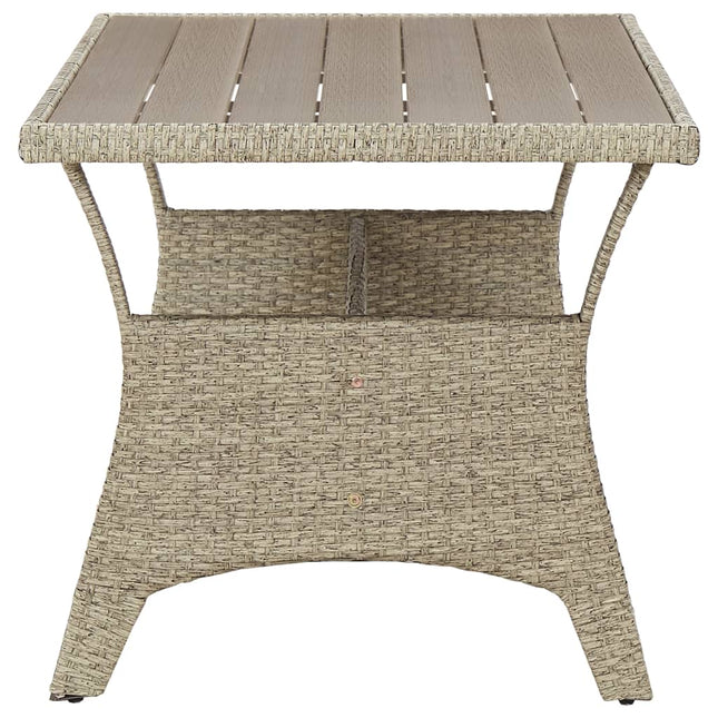 Table de jardin rectangulaire résine tressée beige 120 x 70 cm