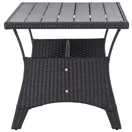 Table de jardin rectangulaire en résine tressée noire 120 x 70 cm