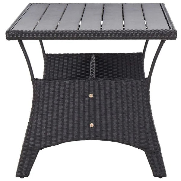 Table de jardin rectangulaire en résine tressée noire 120 x 70 cm