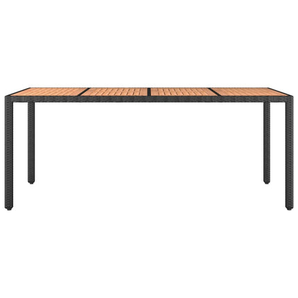Table de jardin 190 x 90 cm en bois d'acacia massif et résine tressée noire