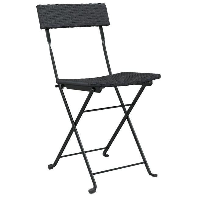 Lot de 2 chaises de jardin pliantes en résine tressée noire et acier