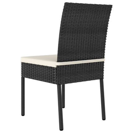 Lot de 2 chaises à manger de jardin en résine tressée noire coussins crème
