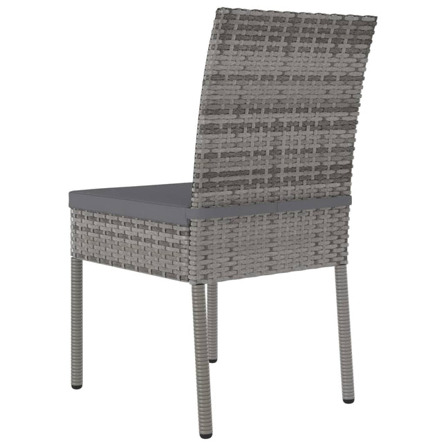 Lot de 2 chaises de jardin en résine tressée grise coussins gris