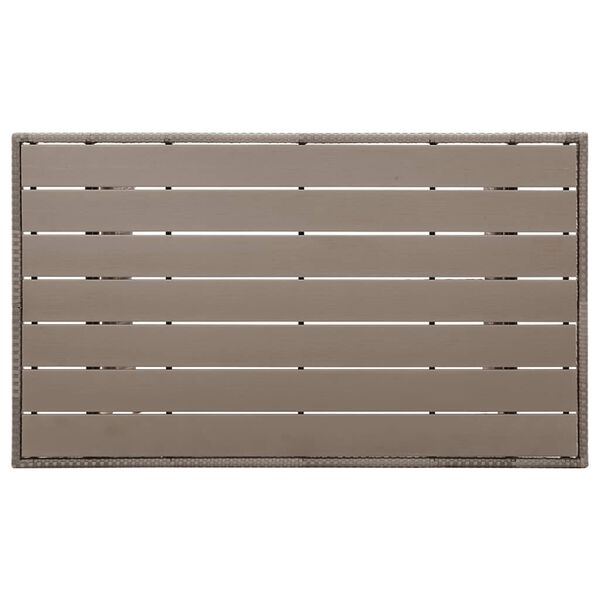 Table de jardin rectangulaire en résine tressée grise 120 x 70 cm