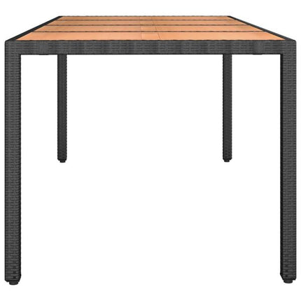 Table de jardin 190 x 90 cm en bois d'acacia massif et résine tressée noire