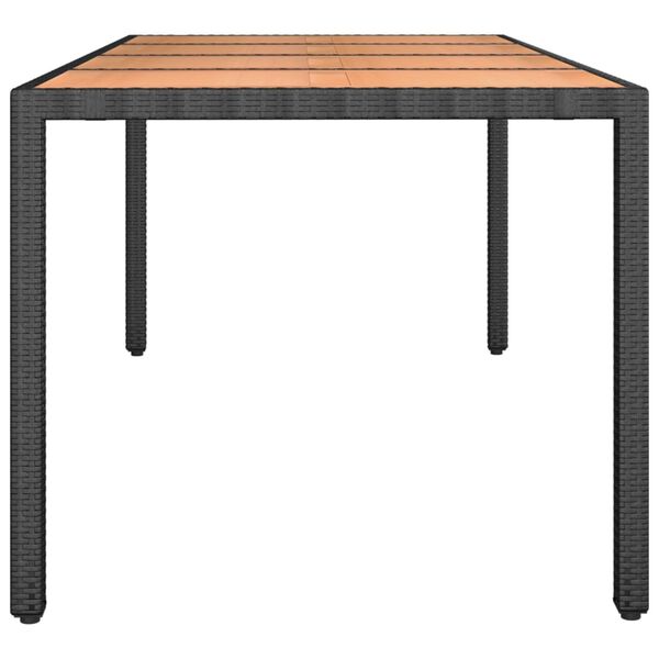 Table de jardin 190 x 90 cm en bois d'acacia massif et résine tressée noire