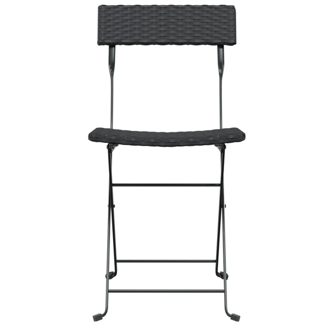 Lot de 2 chaises de jardin pliantes en résine tressée noire et acier